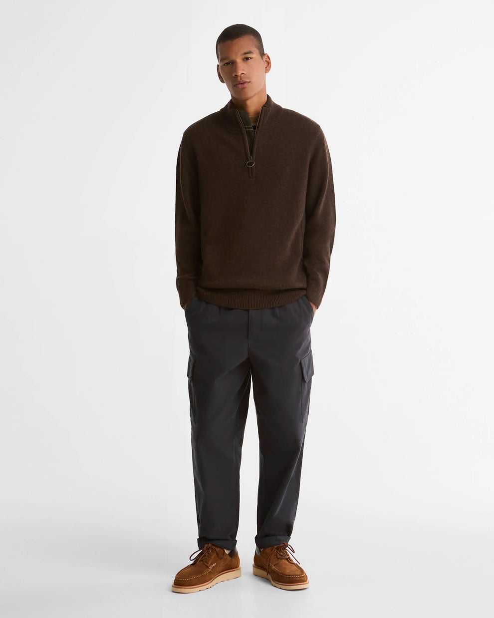 Barbour Holden Half Zip Dark Oak