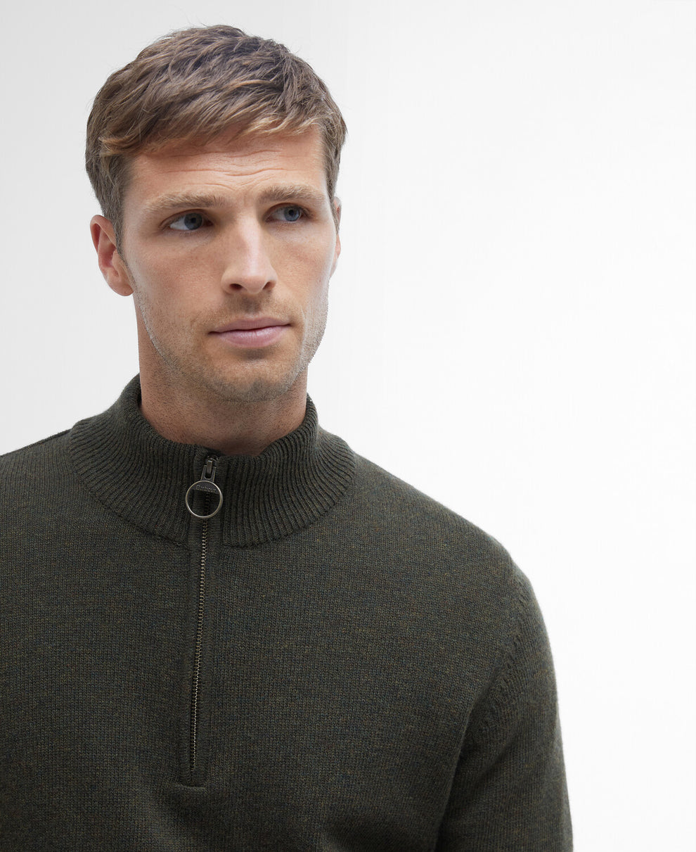 Barbour M Holden Half Zip Olive Marl