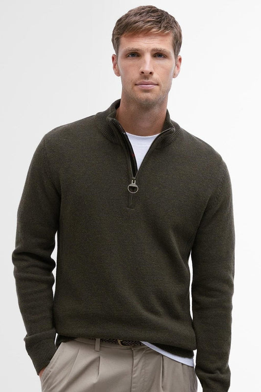 Barbour M Holden Half Zip Olive Marl