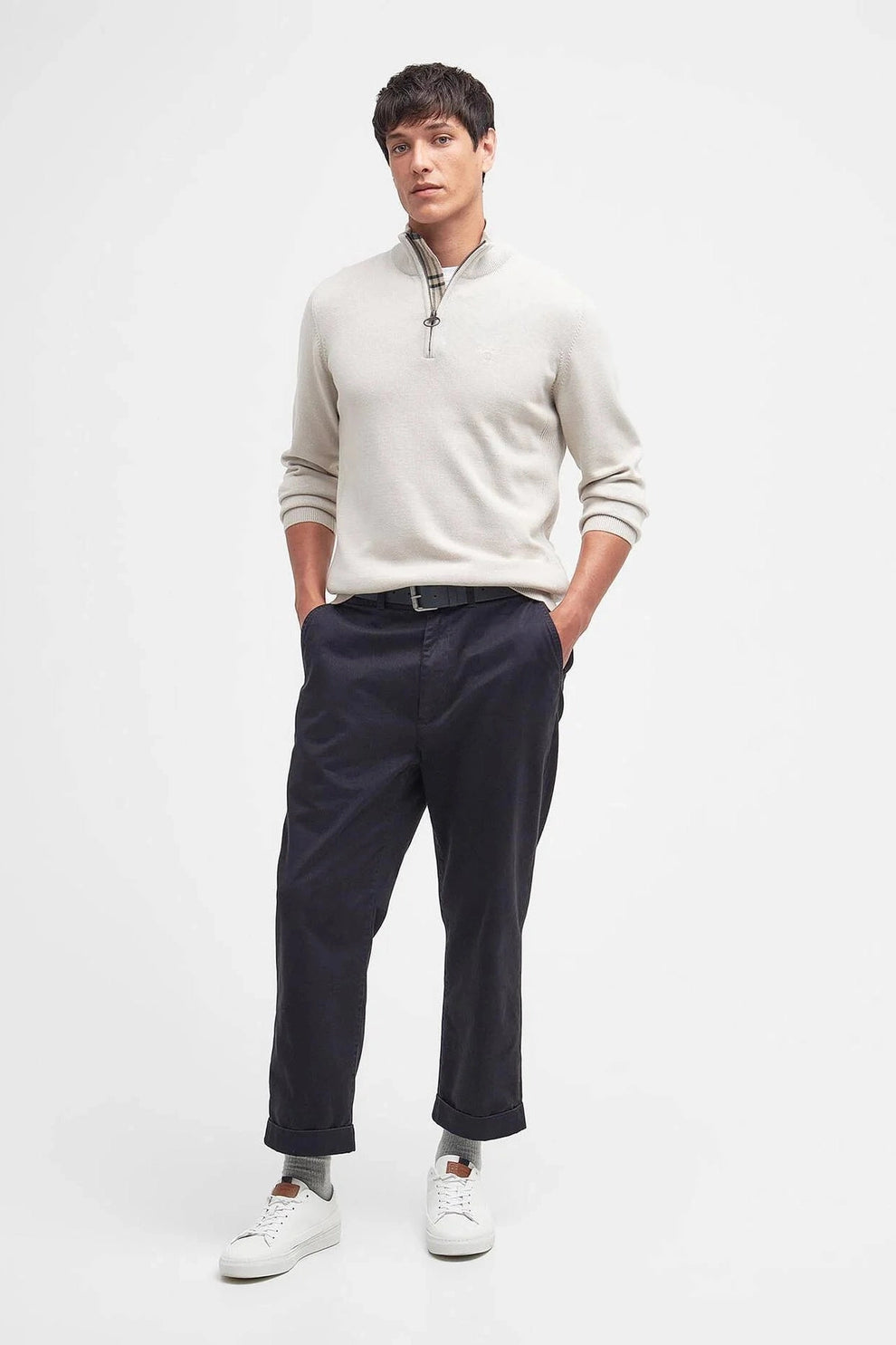Barbour M Cotton Half Zip Knitted Jumper Mist