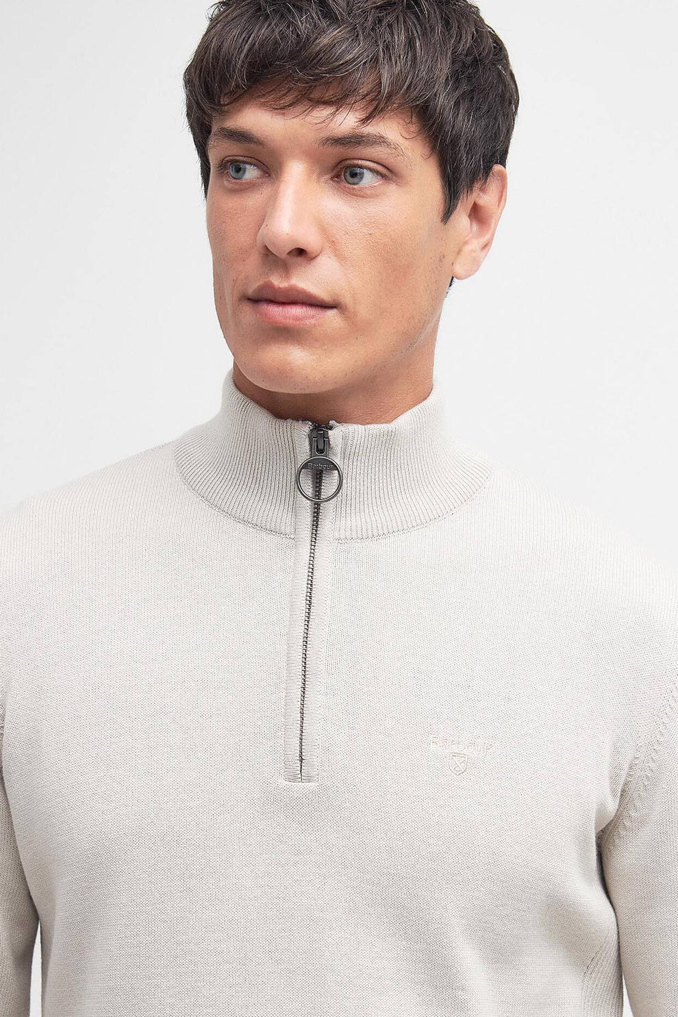Barbour M Cotton Half Zip Knitted Jumper Mist