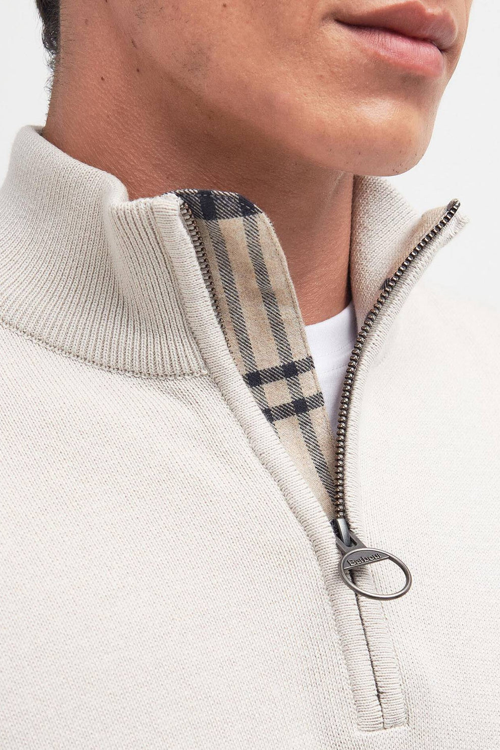 Barbour M Cotton Half Zip Knitted Jumper Mist
