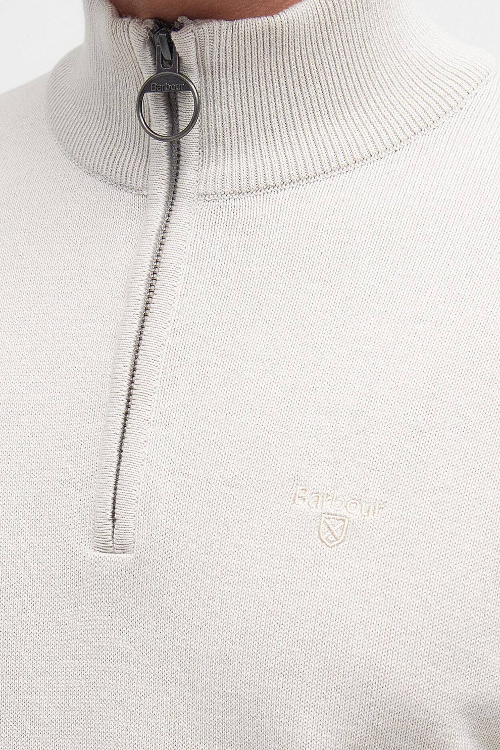 Barbour M Cotton Half Zip Knitted Jumper Mist