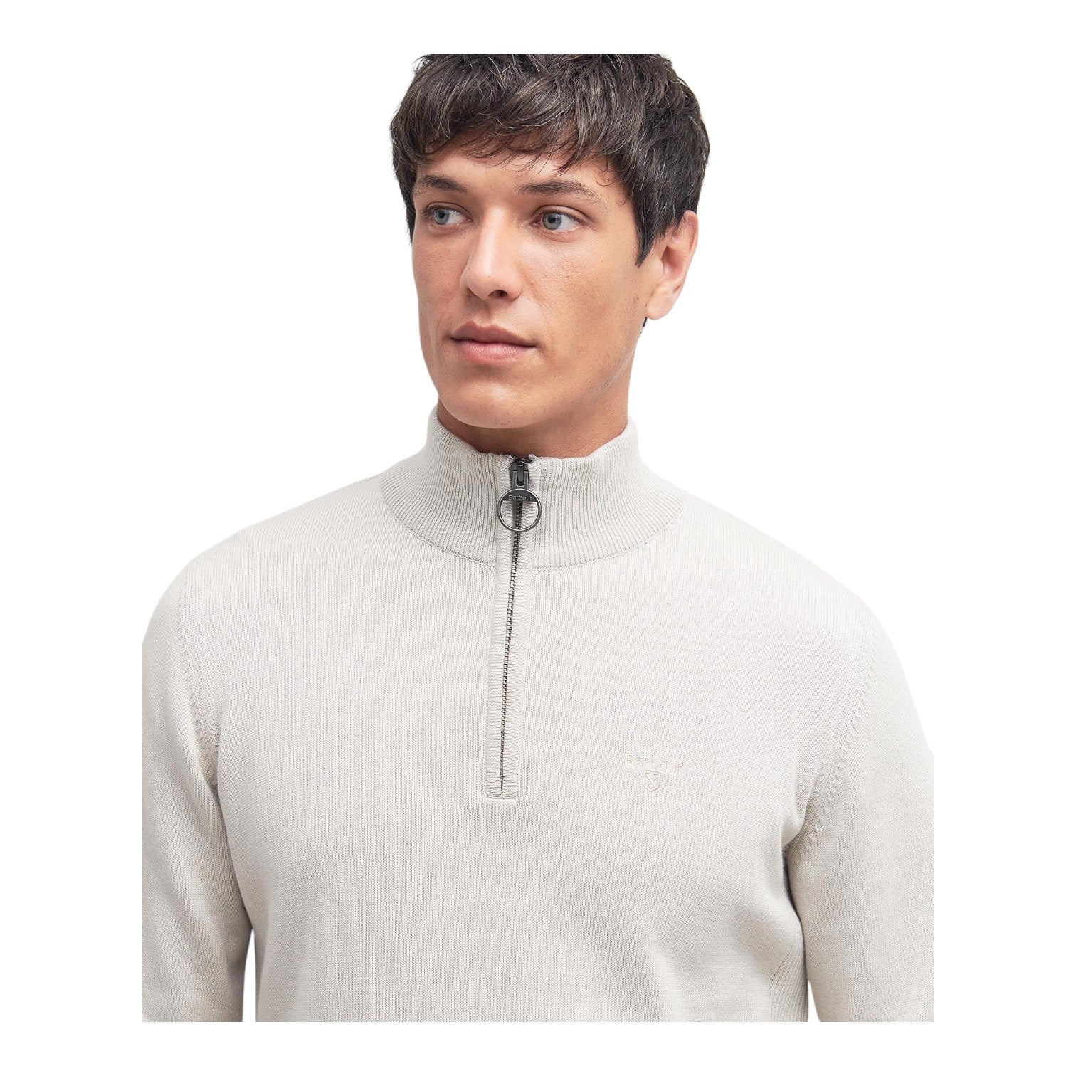 Barbour M Cotton Half Zip Knitted Jumper Mist