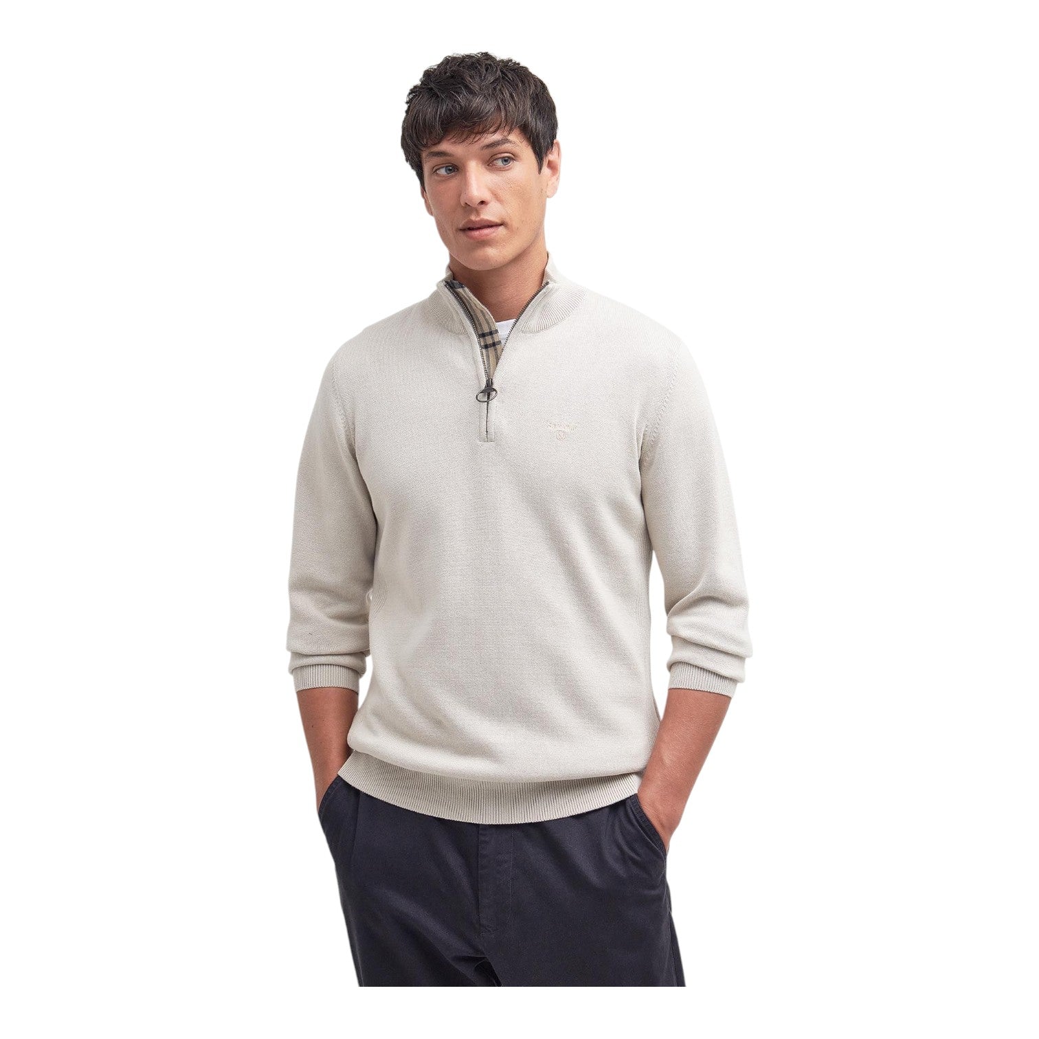 Barbour M Cotton Half Zip Knitted Jumper Mist