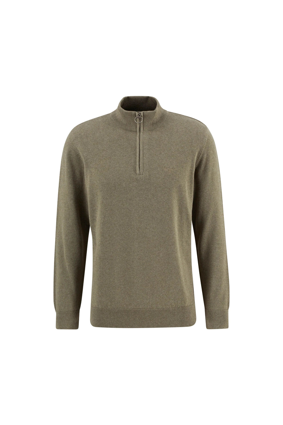 Barbour M Cotton Half Zip Knitted Jumper Smokey Olive