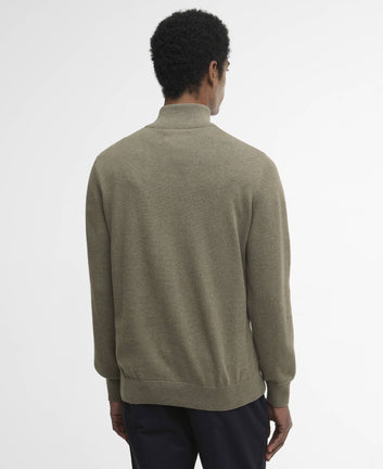 Barbour M Cotton Half Zip Knitted Jumper Smokey Olive