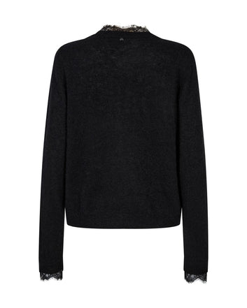 Mos Mosh Mmhelmi Lace Knit Cardigan Black