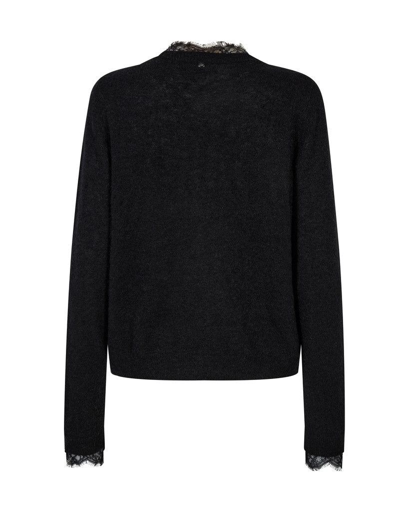Mos Mosh Mmhelmi Lace Knit Cardigan Black