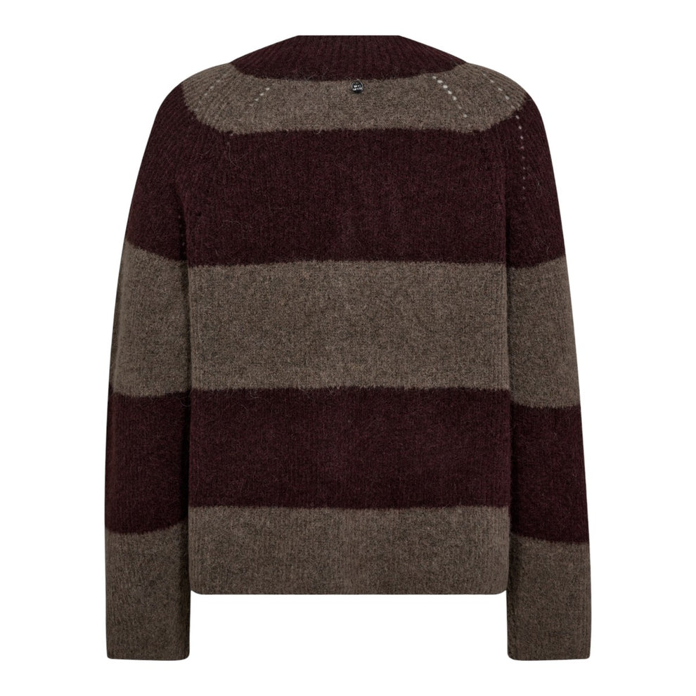 Mos Mosh Mmtaci Stripe Ls V-Neck Knit Fudge