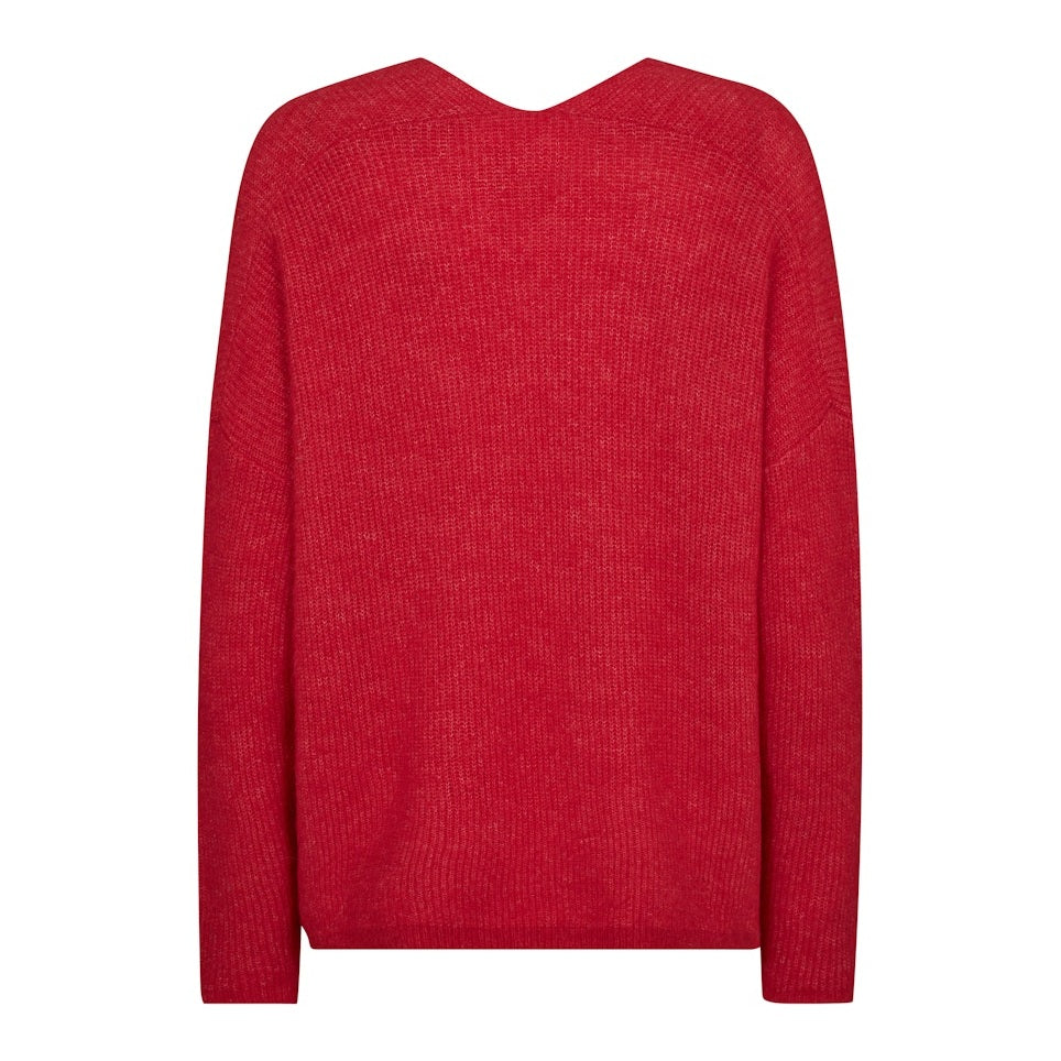 Mos Mosh Thora V-Neck Knit Chinese Red