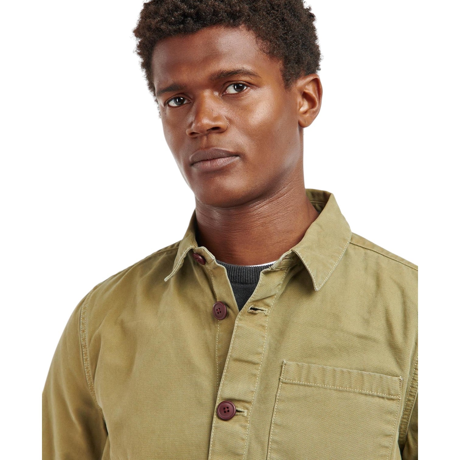 Barbour M Washed Overshirt Bleached Olive