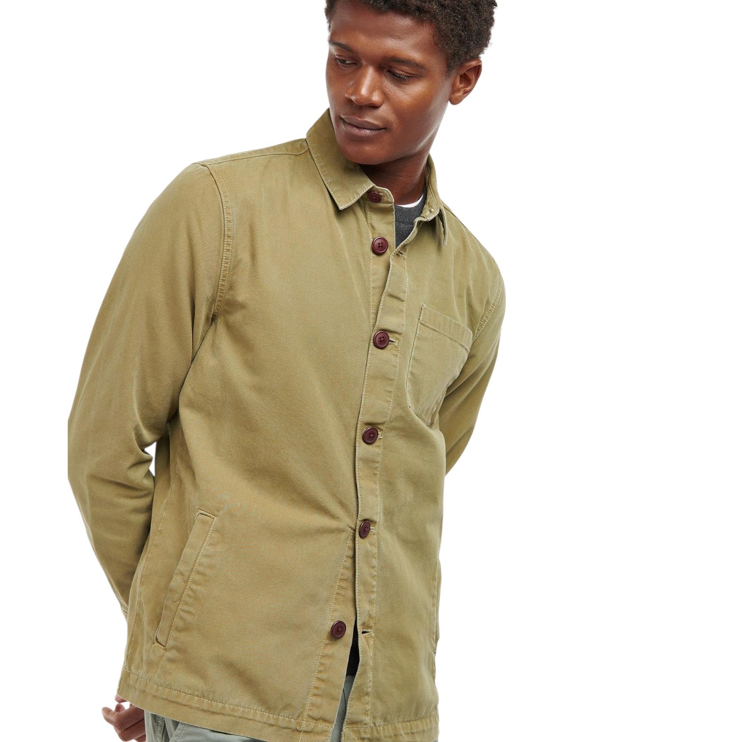 Barbour M Washed Overshirt Bleached Olive