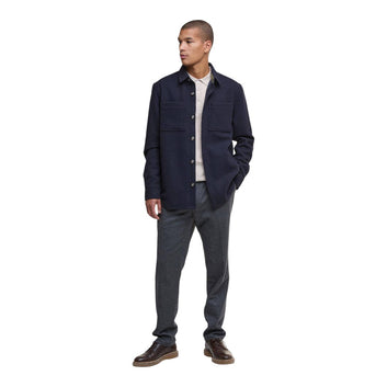 Barbour Marlow Tailored Wool Blend Overshirt Navy Marl