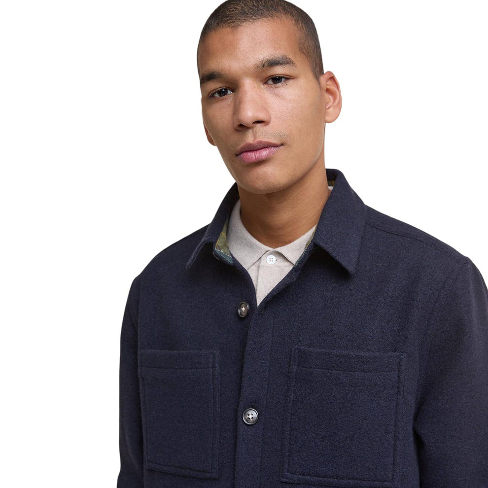 Barbour Marlow Tailored Wool Blend Overshirt Navy Marl