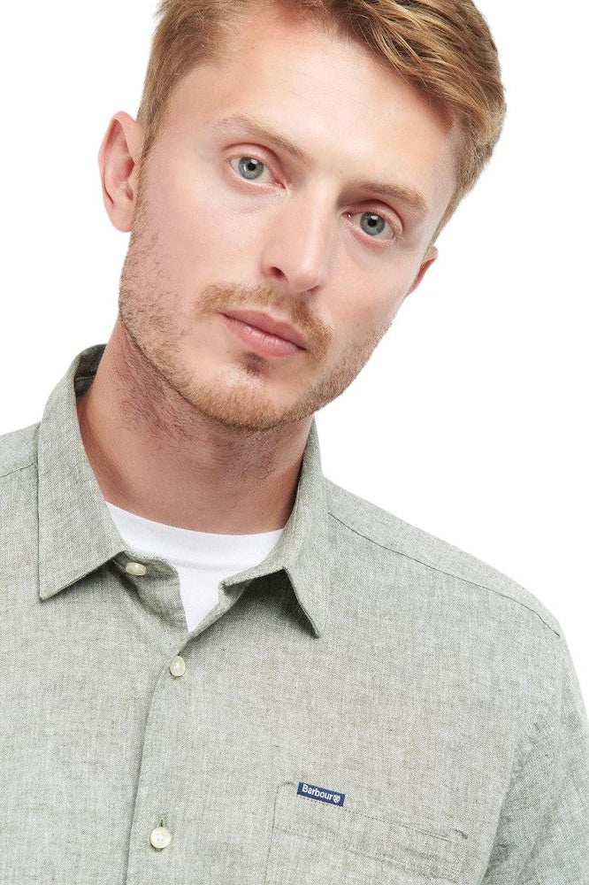 Barbour M Nelson Summer Fit Shirt Bleached Olive