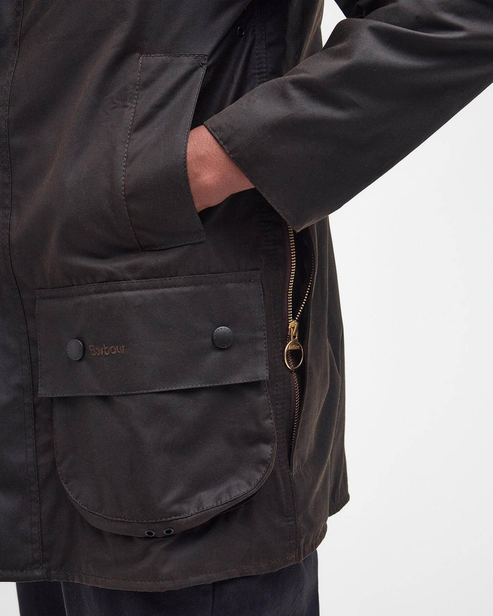 Barbour M Classic Beaufort Vokset Jakke Olive