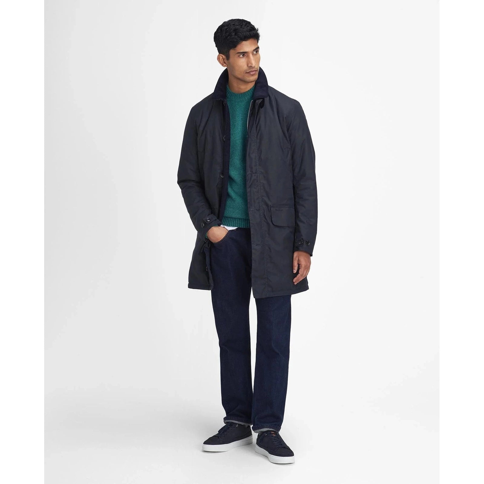 Barbour M Wax Mac Frakke Navy