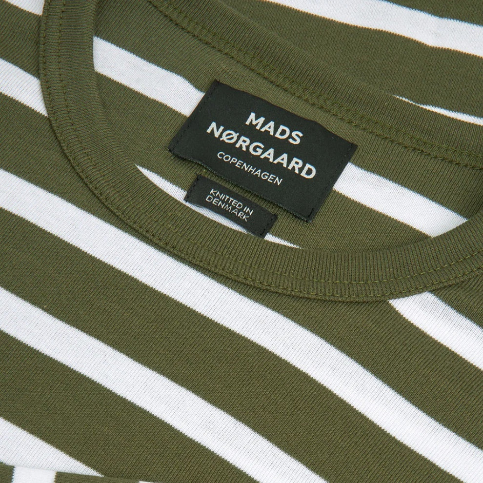 Mads Nørgaard M Cotton Trio Rib Tobias tee Olive Night White