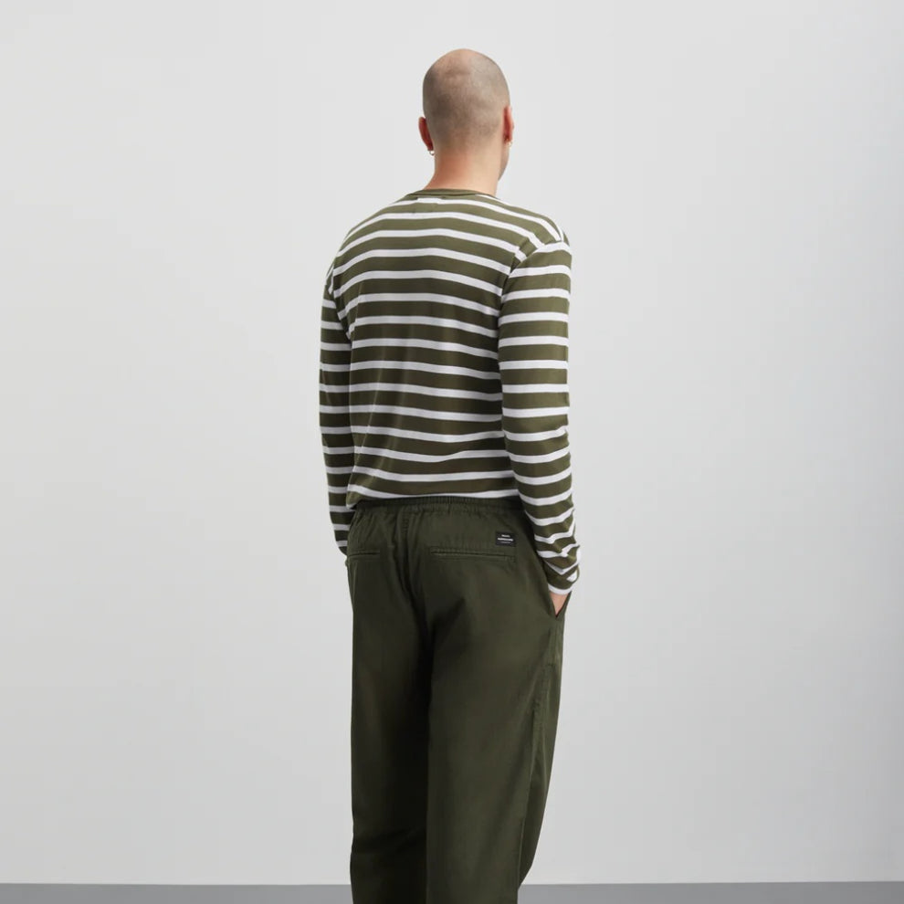 Mads Nørgaard M Cotton Trio Rib Tobias tee Olive Night White