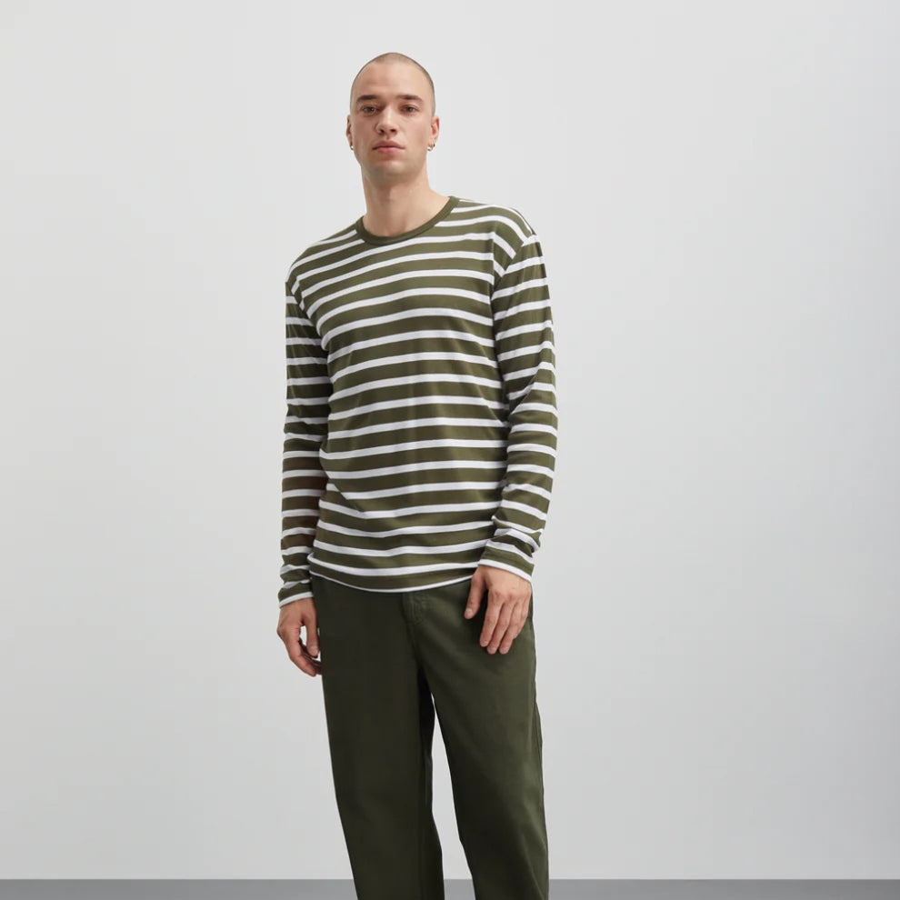 Mads Nørgaard M Cotton Trio Rib Tobias tee Olive Night White