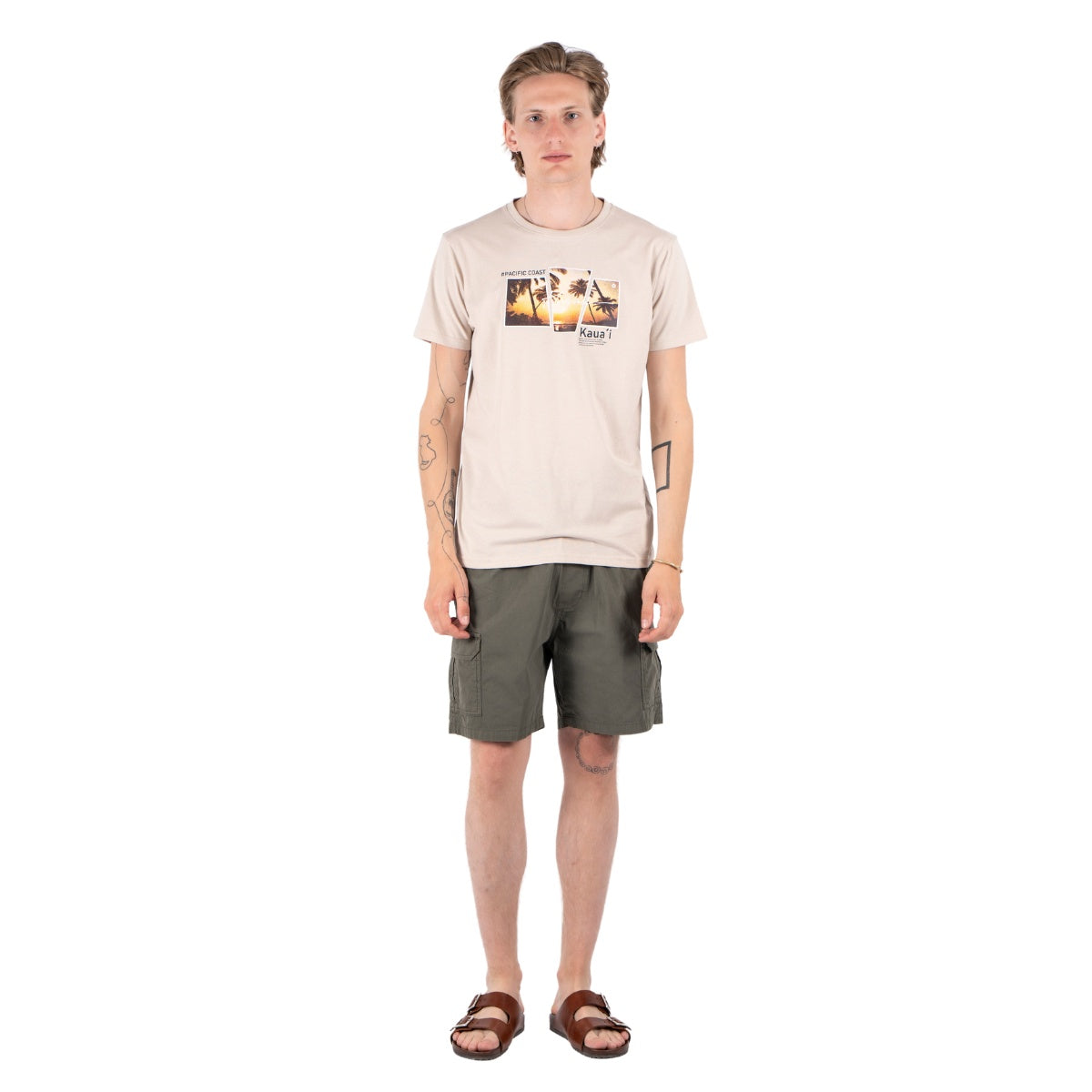 Marcus Flann Ss T-Shirt Bubbly Beige