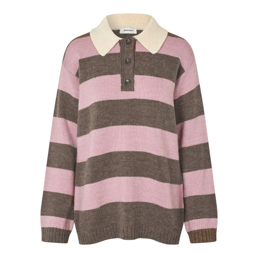 Modström W Pelhammd Stripe Polo Lilac Chocolate