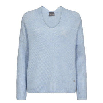 Mos Mosh W Thora V-Neck Knit Cashmere Blue