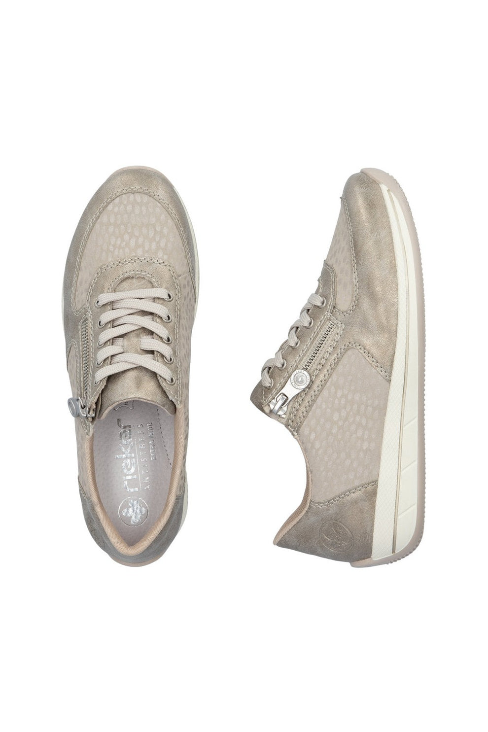 Rieker W Sko m Lynlås og Snøre Beige