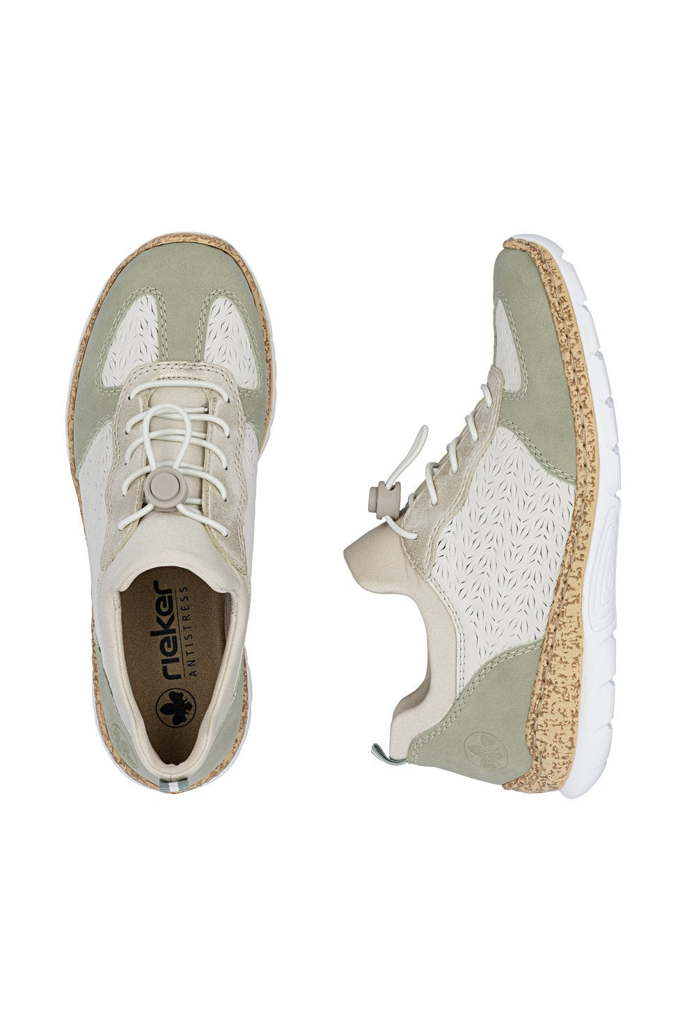 Rieker W Sko White Beige Combination