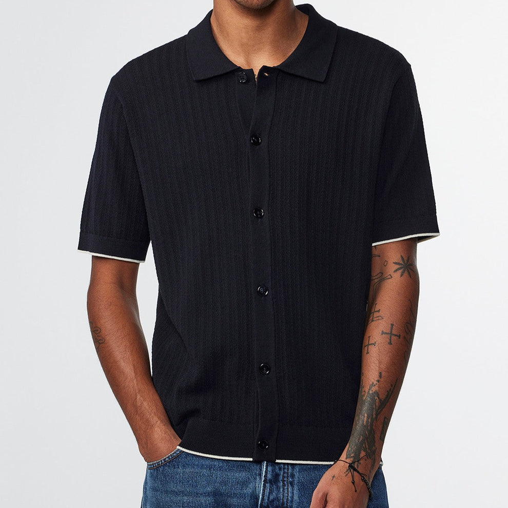 NN07 M Nalo 6561 Button Up Polo Navy