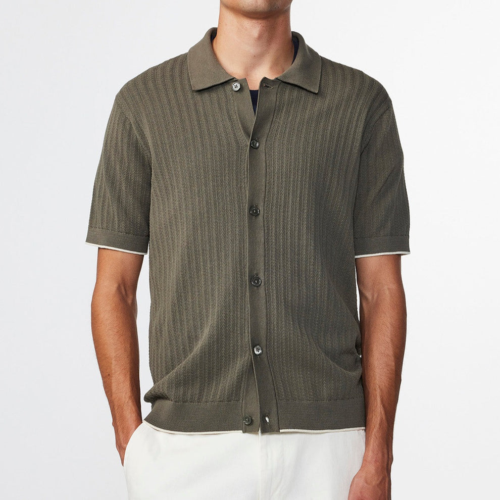NN07 M Nalo 6561 Button Up Polo Army