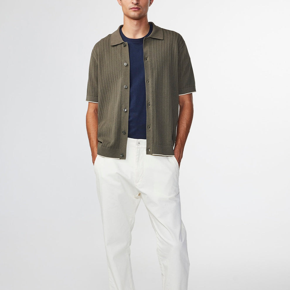NN07 M Nalo 6561 Button Up Polo Army