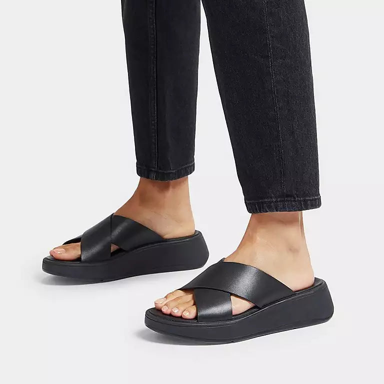 Fit Flop W Flatform Cross Slides Leather Sandaler