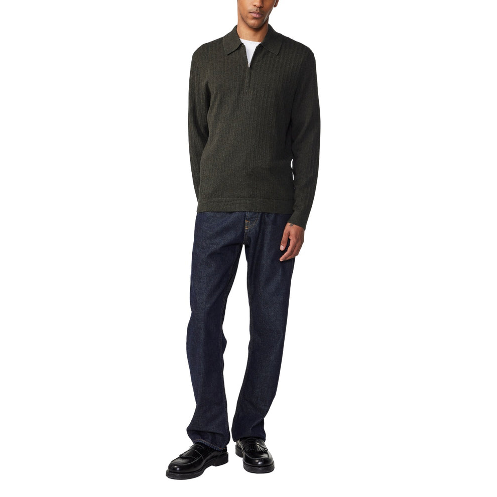 NN07 M Hansie LS 6600 Half Zip Polo Mørk Army