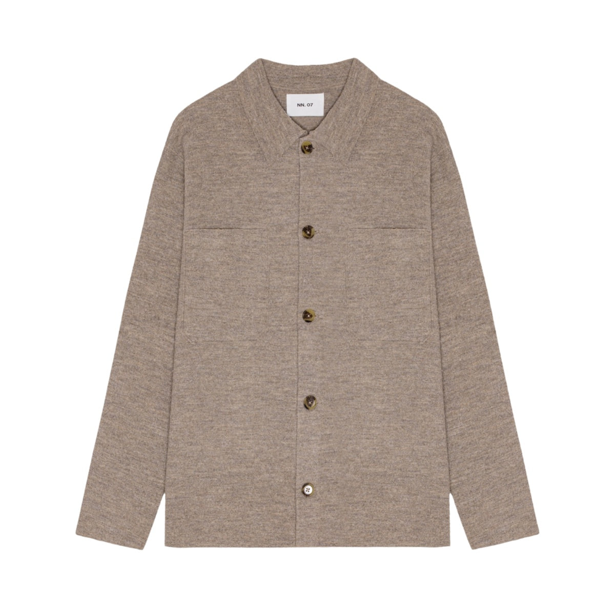 NN07 M Jonas 6398 Merinould Overshirt Khaki Beige