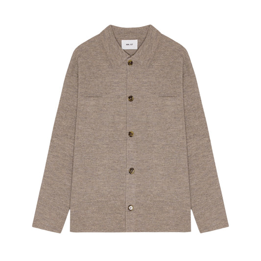 NN07 M Jonas 6398 Merinould Overshirt Khaki Beige