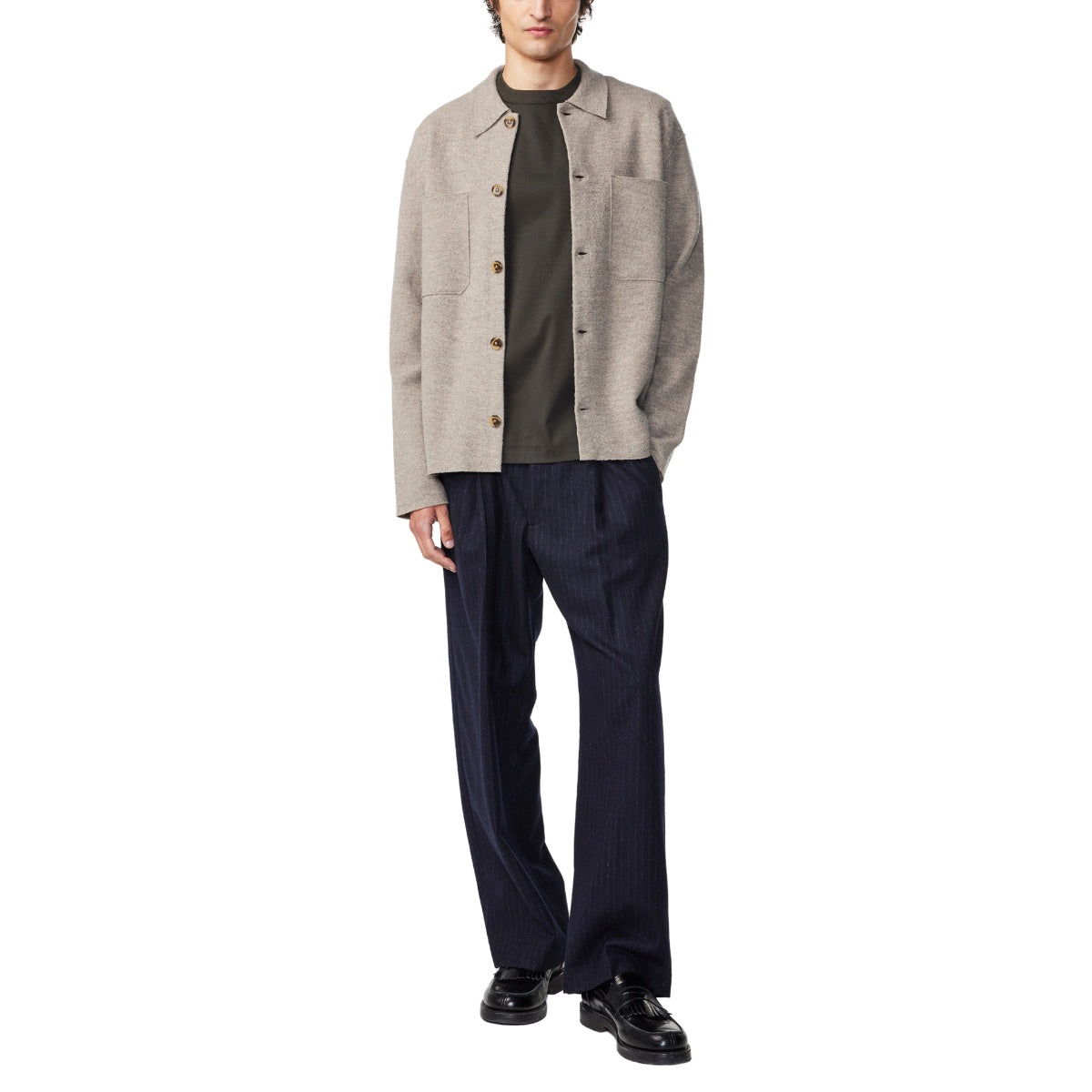 NN07 M Jonas 6398 Merinould Overshirt Khaki Beige