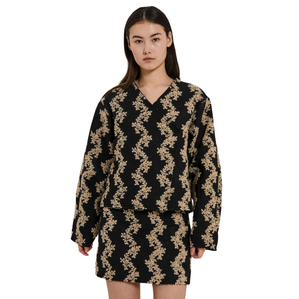 Norr W Flo Skirt Black Beige