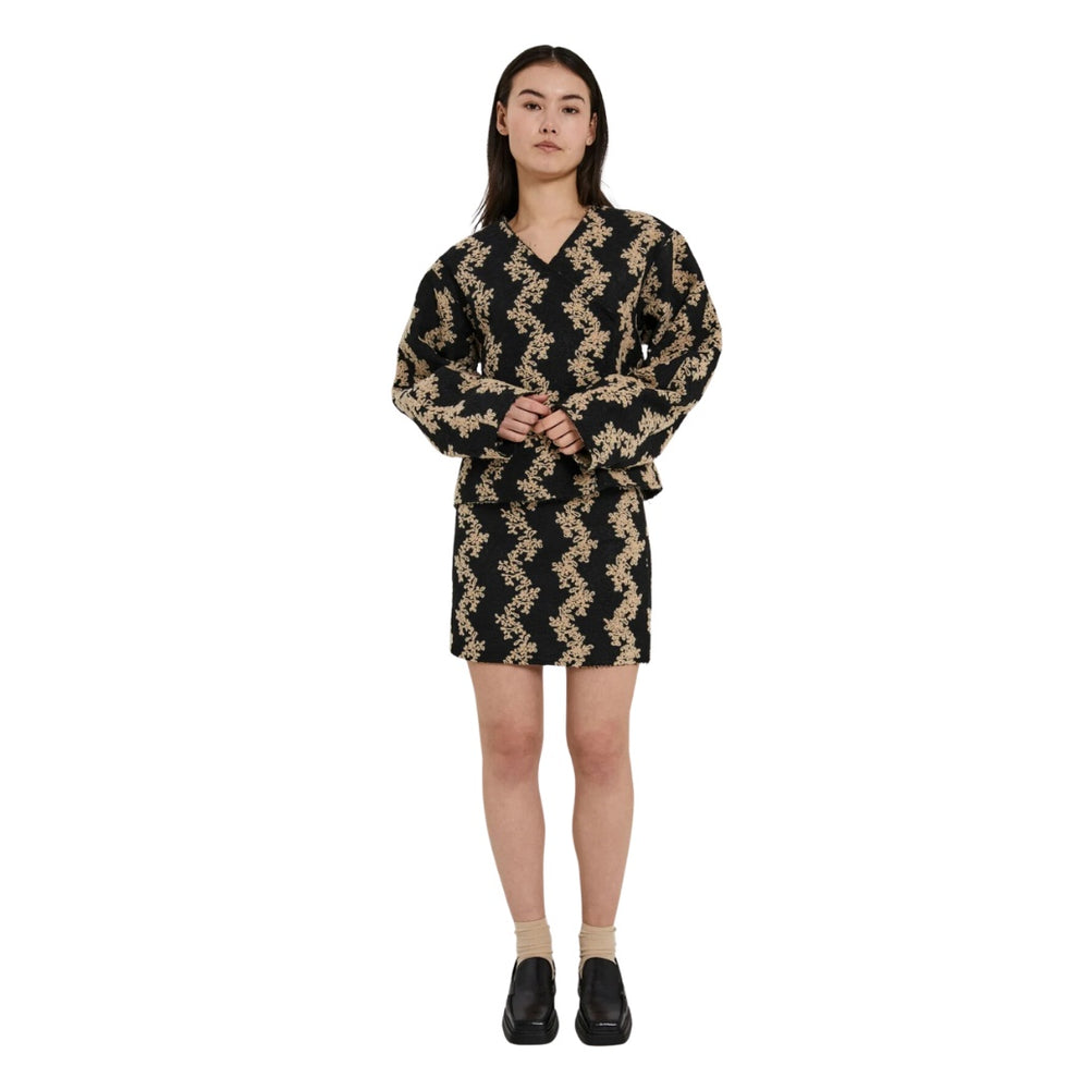 Norr W Flo Skirt Black Beige