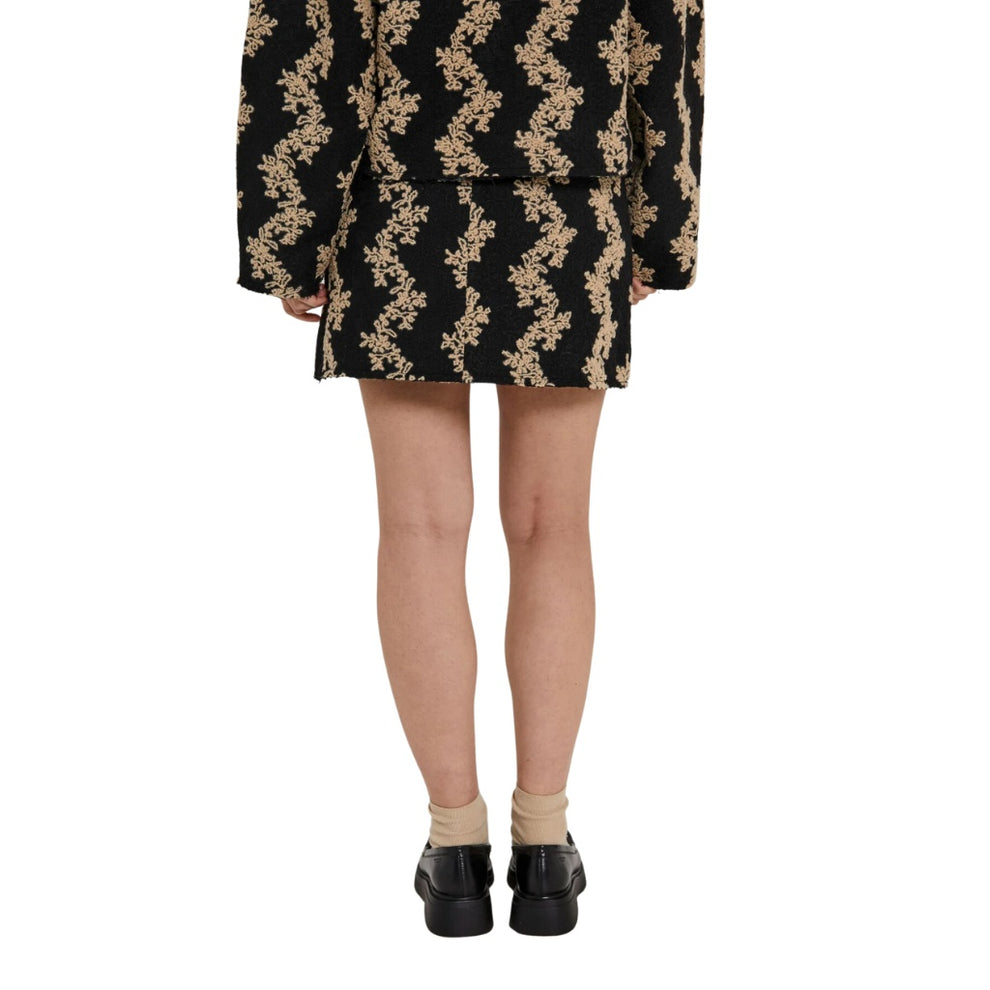 Norr W Flo Skirt Black Beige