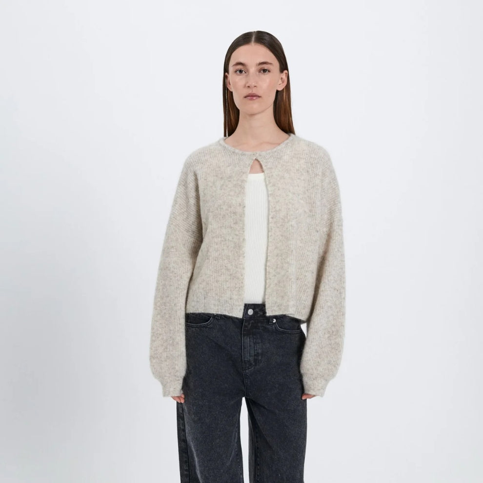 Norr W Hazina Strik Cardigan Beige Melange