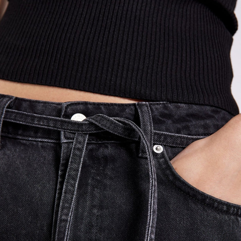 Norr W Kenzie Relaxed Belt Jeans Black Washed