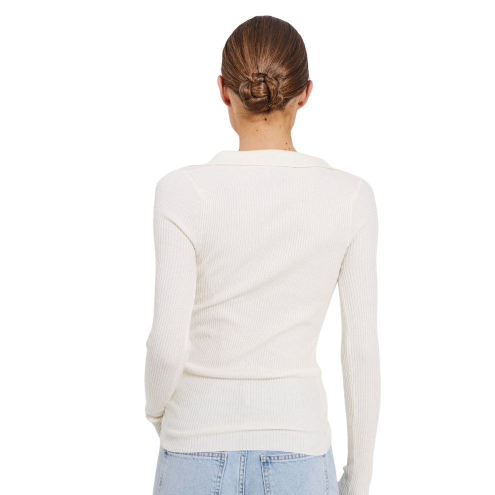 Norr W Sherry Polo Strik Top Off White