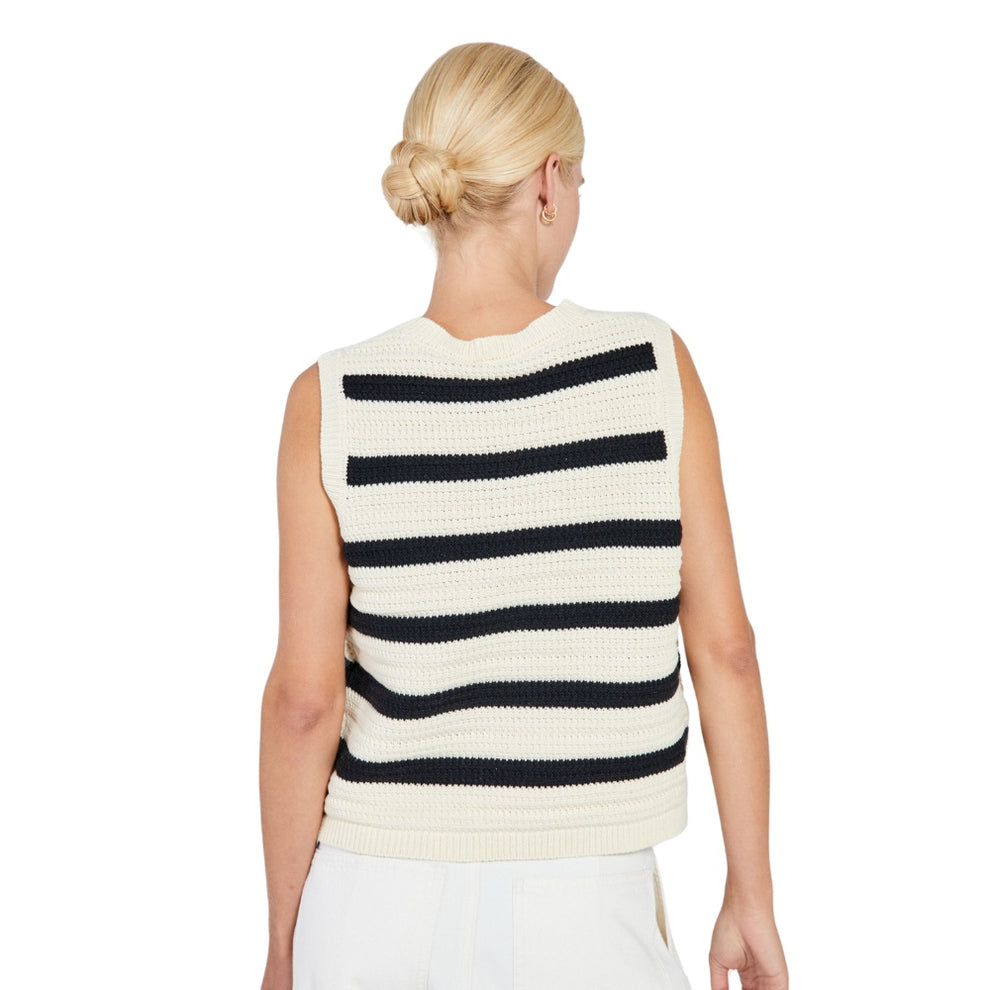 Norr W Stilla Blocking Knit Tank Black Stripe