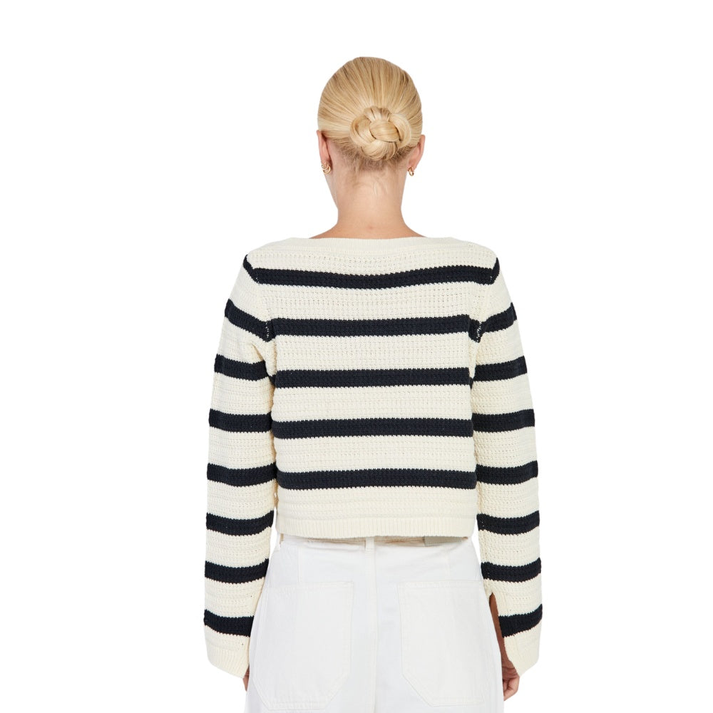Norr W Stilla Blocking Strik Cardigan Black Stripe
