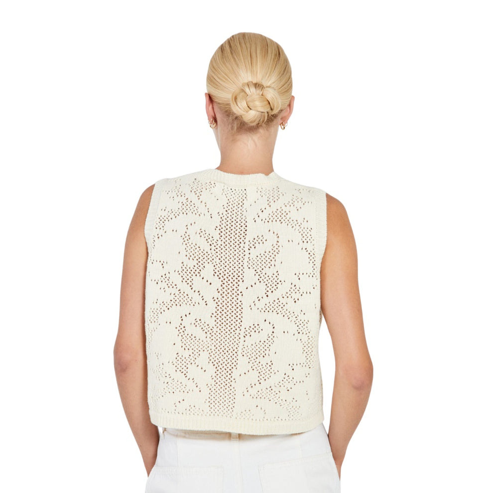 Norr W Stilla Crochet knit Tank Off White