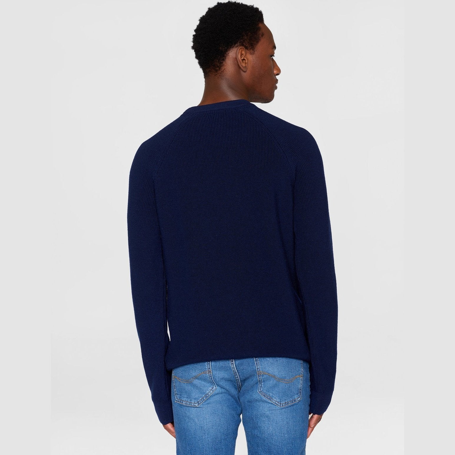 Knowledge Cotton Apparel M O-Neck Marino Wool Knit Total Eclipse