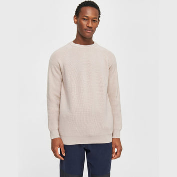 Knowledge Cotton Apparel M O-Neck Merino Wool Rib Knit Kelp