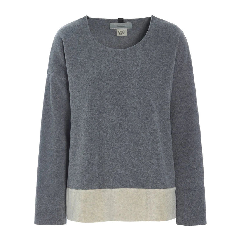 Henriette Steffensen W Bluse i To Farver Grå Sand